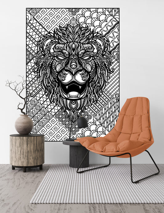Personalized Huge Lion Coloring Poster | Nature Coloring Project