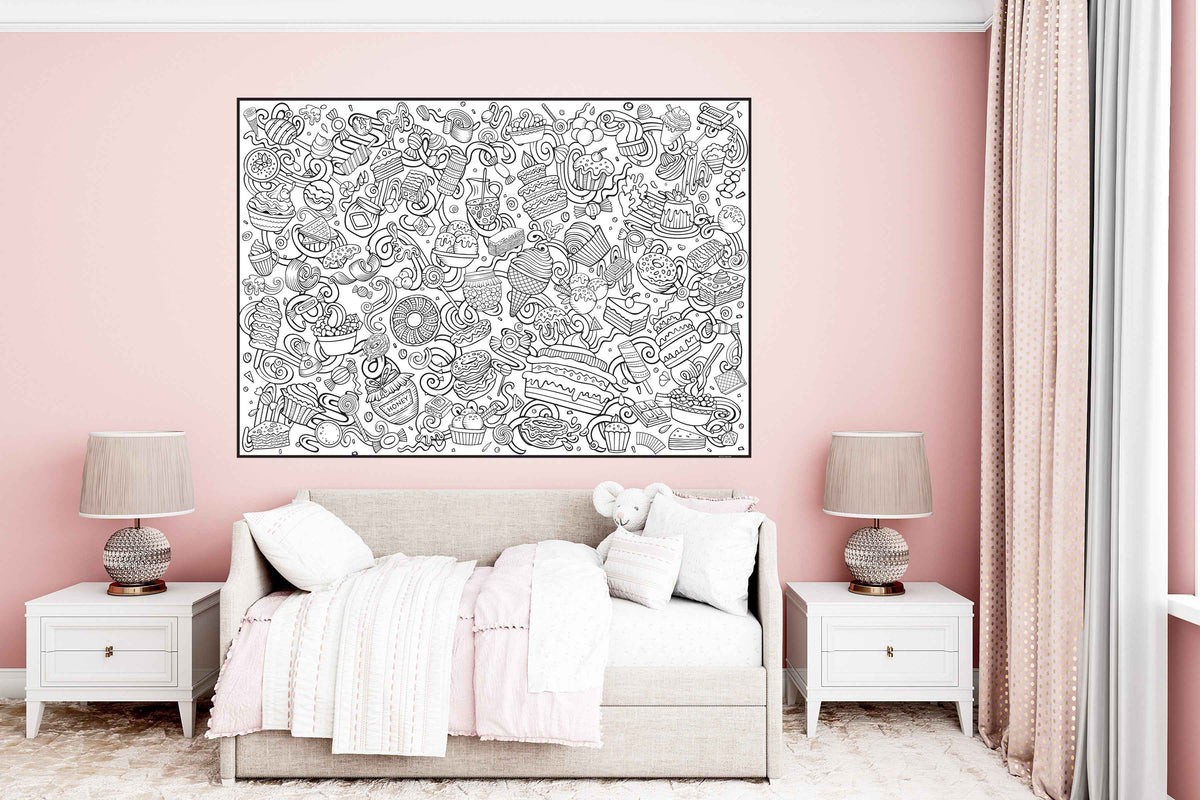 Giant Sweets Groups Coloring Poster | Large Goodies Coloring Poster