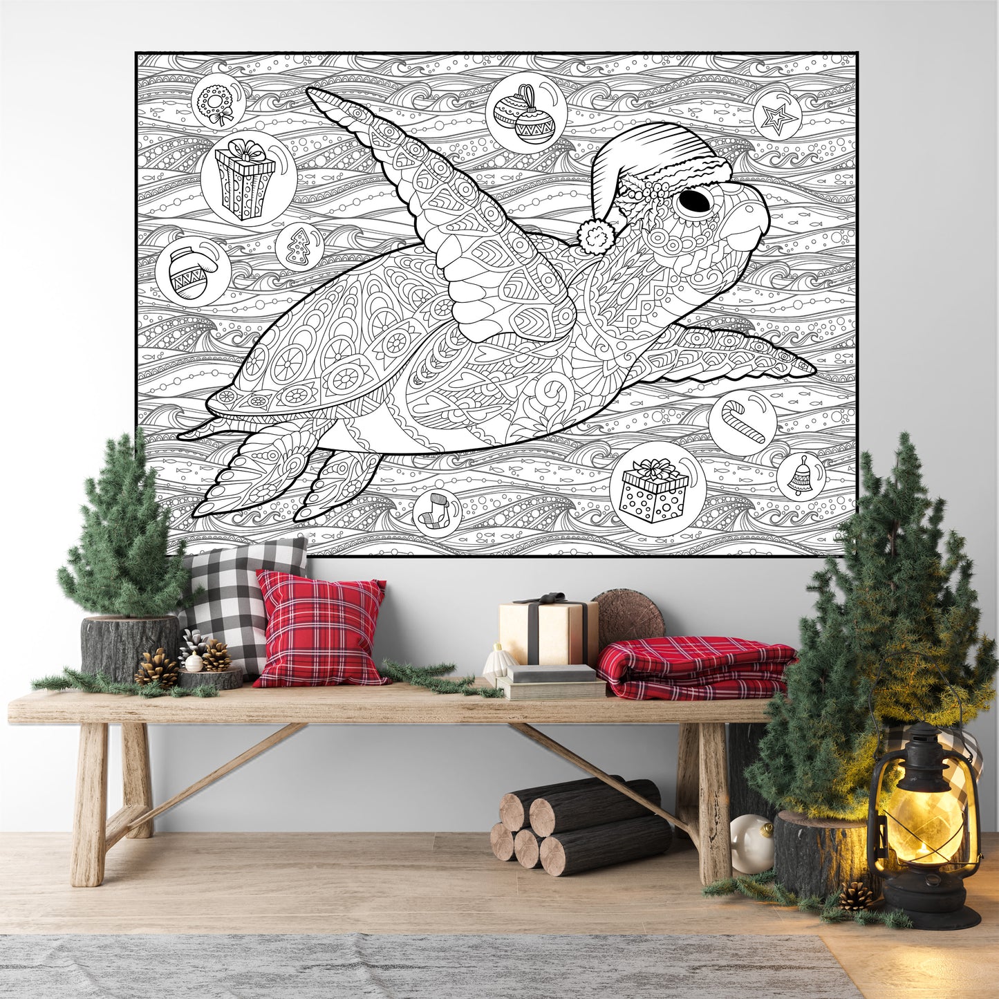 Christmas Turtle Premium Giant Coloring Poster