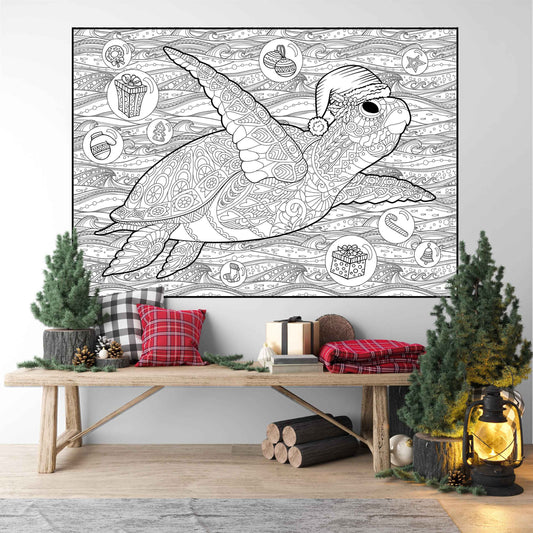 PERSONALIZED Christmas Turtle Coloring Poster | Christmas Coloring Fun