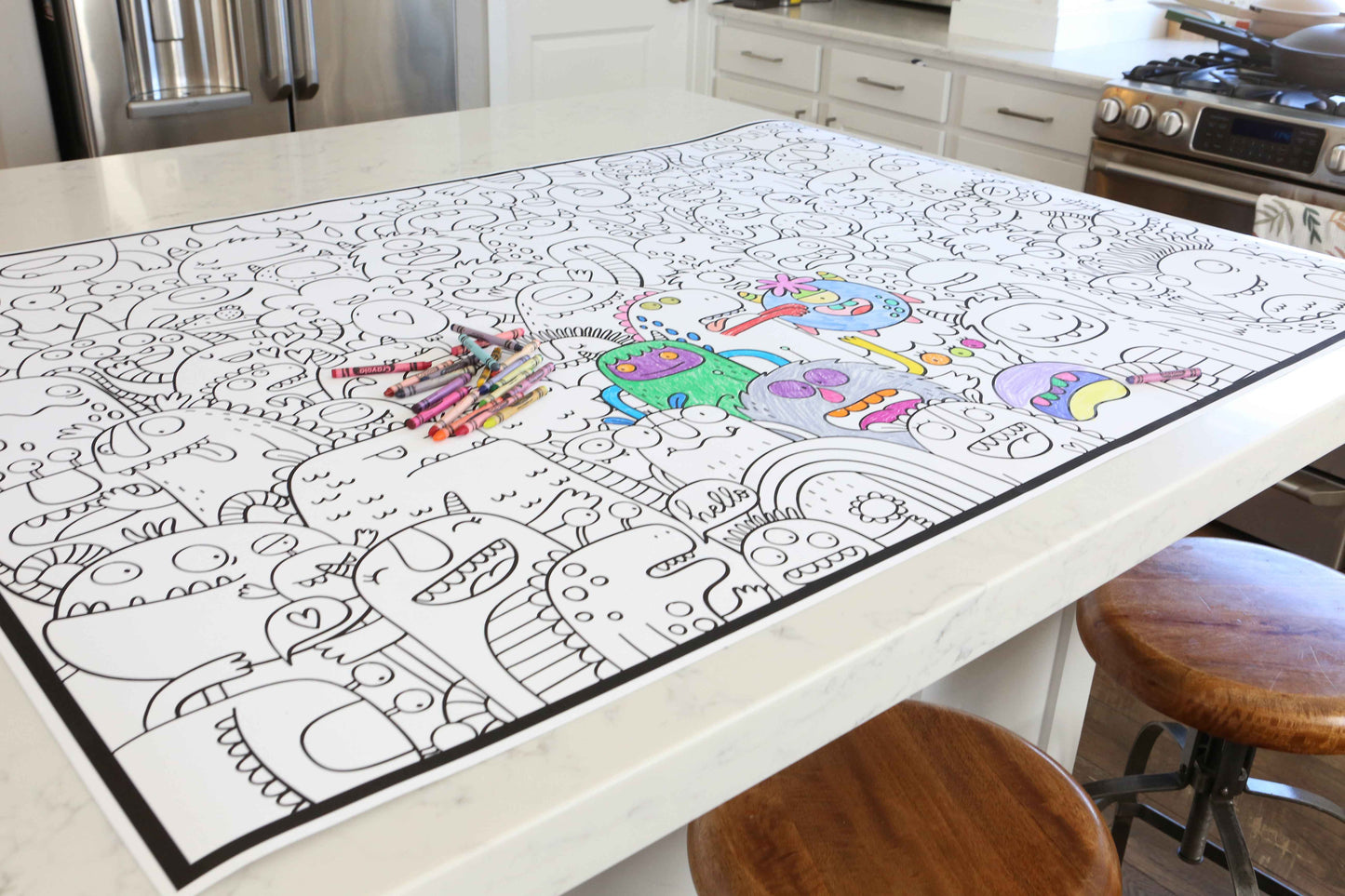 Giant Monsters Coloring Poster |Silly Low-Stress Coloring Art