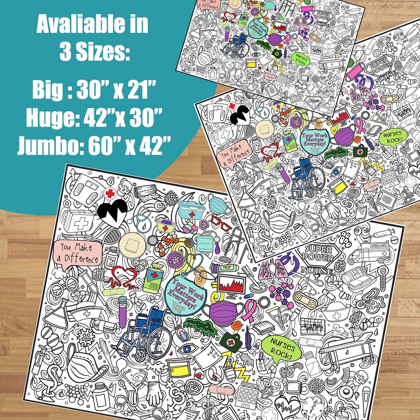 PERSONALIZED Premium Nurse Coloring Poster