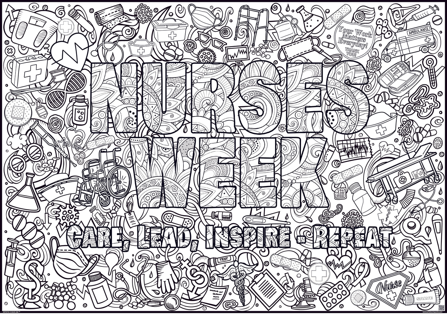 Nurses Week 2025 Premium Coloring Poster for Caregivers and Team building