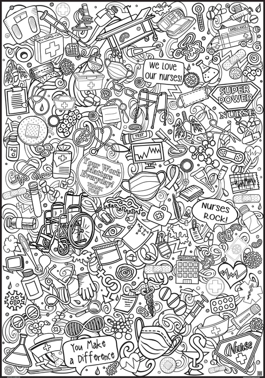 Jumbo Nurse Coloring Poster Vertical Orientation | Team Coloring