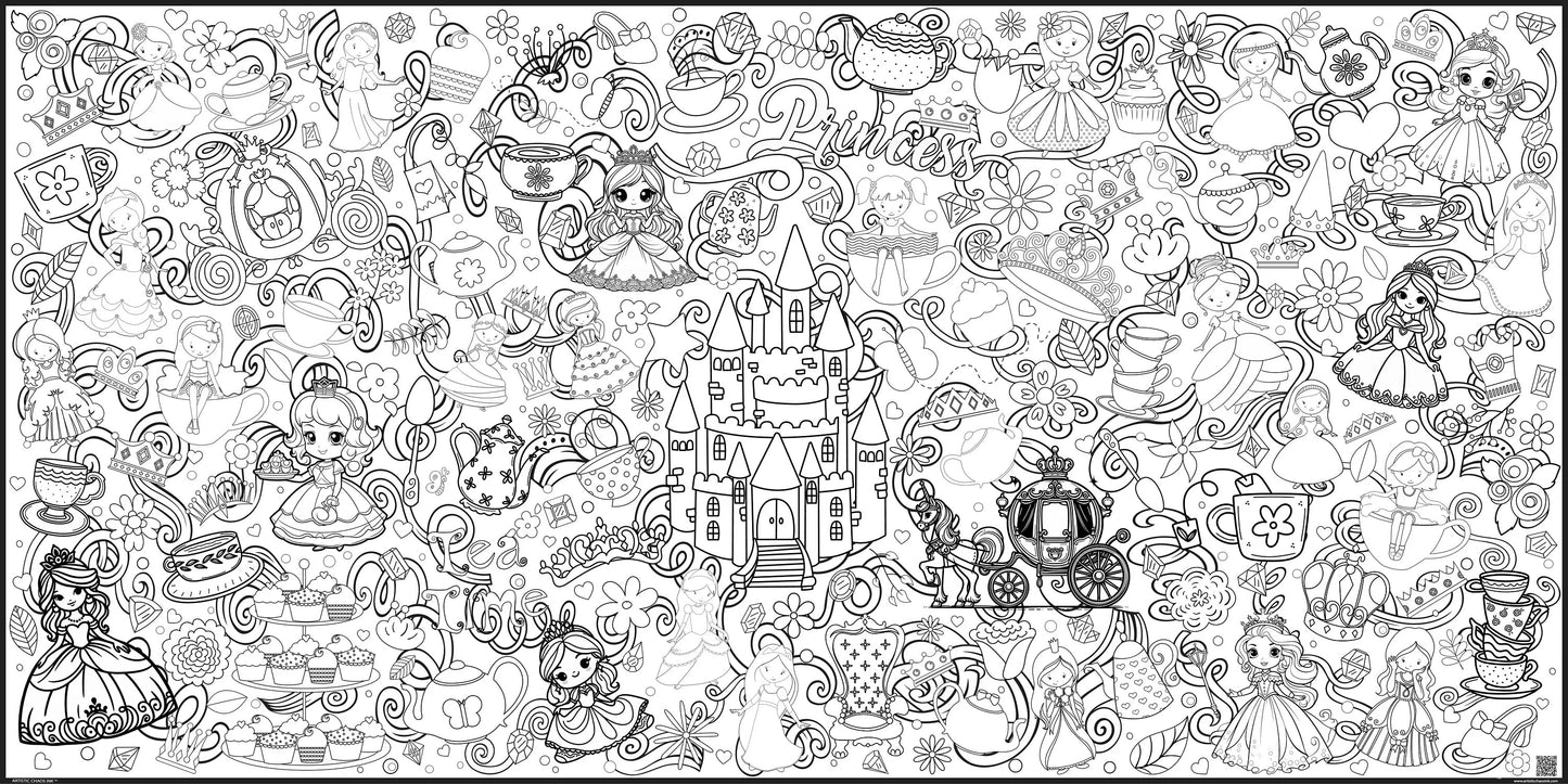Classic Princess Tea Party Coloring Poster