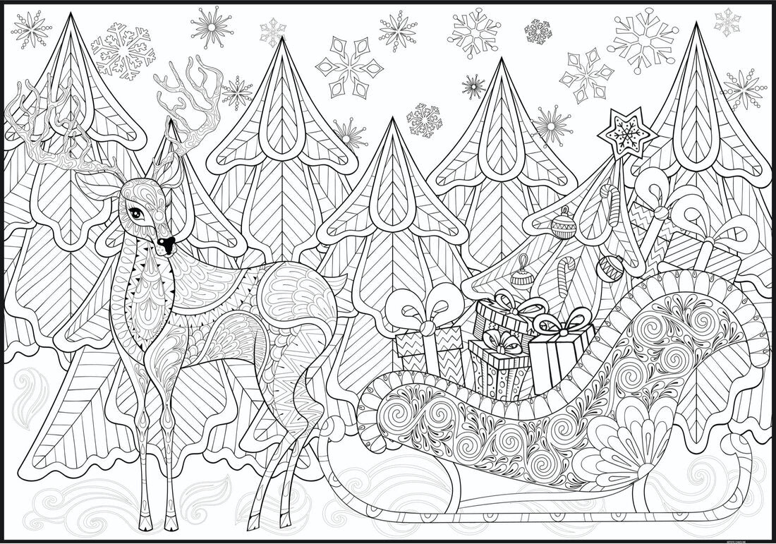 Christmas Sleigh Premium Giant Coloring Poster