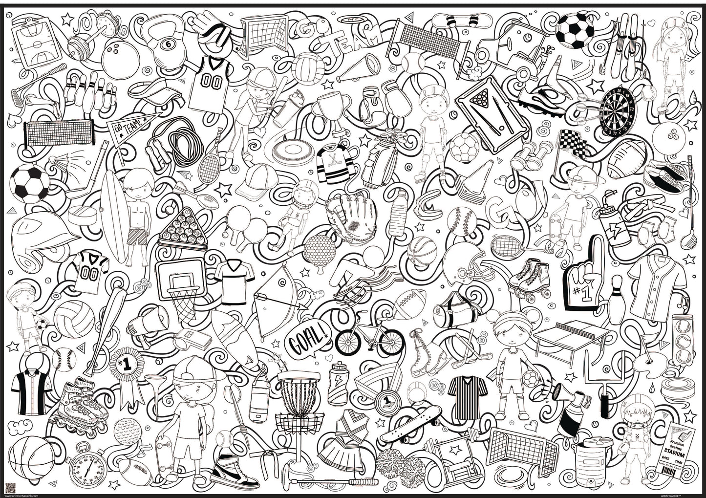 Giant Sports Coloring Poster | Sport enthusiast team fun