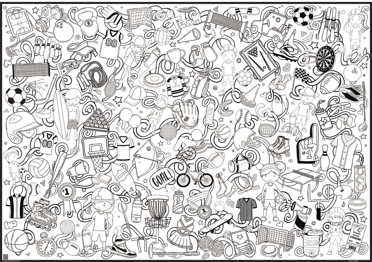 Giant Sports Coloring Poster | Sport enthusiast team fun