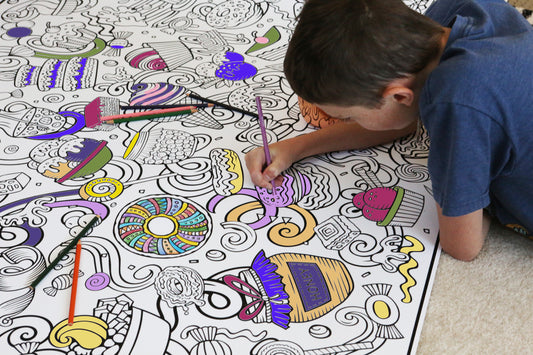 Sweets Giant Coloring Poster - Large Bakery Style Designs for Large Groups or Individual Coloring Joy.