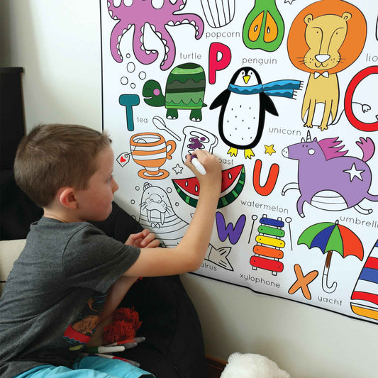 Oversized Preschool Coloring Poster for kids | Easy Coloring Poster