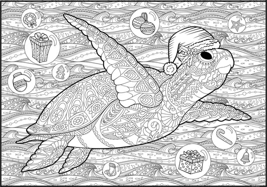 PERSONALIZED Christmas Turtle Coloring Poster | Christmas Coloring Fun