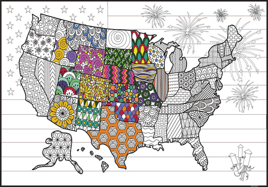 Huge American Flag Coloring Poster | Large Patriotic Coloring Poster
