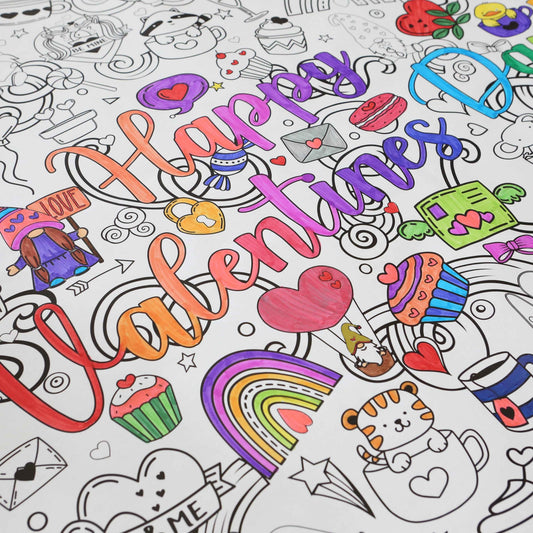 Large Valentine's Coloring Banner | Easy, No Prep Coloring Activity