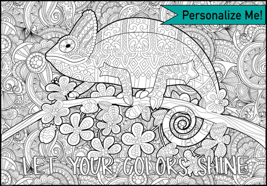 Personalized Giant Chameleon Coloring Poster | Name Coloring