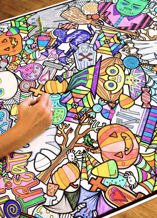 Halloween Costume Party Giant Coloring Poster – Large Halloween Wall Art, Family & Group Coloring Activity for Parties & Celebrations