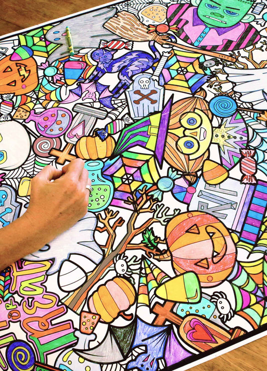 Giant Halloween Costume Party Coloring Poster | Halloween Party Game