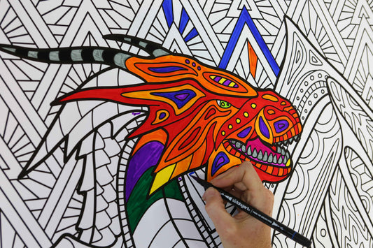 Large Dragon Color your Style Coloring Poster | Huge Size