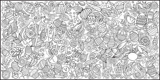 Large Easter Coloring Banner | Huge Detailed Table Size Poster