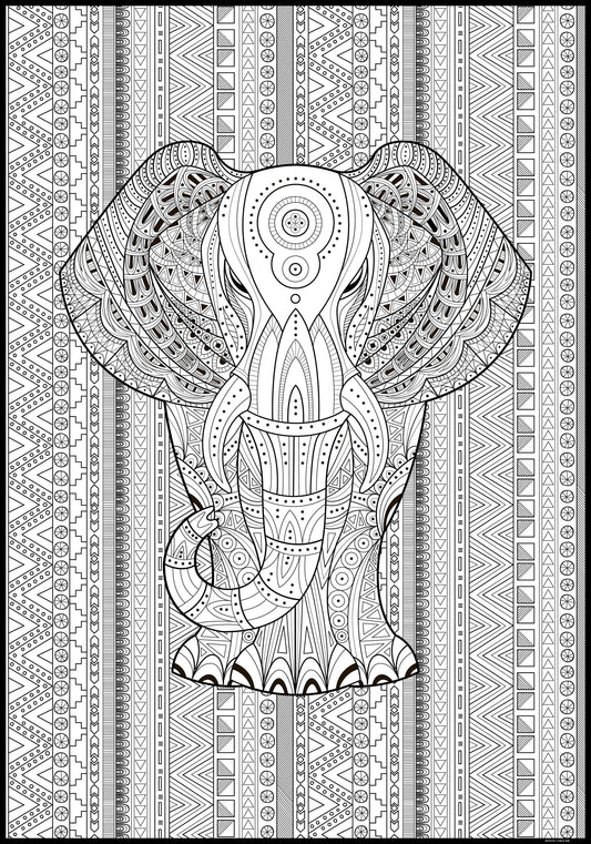 Giant Elephant Coloring Poster | Safari Party Poster
