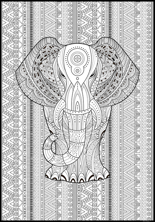 Elephant Premium Giant Coloring Poster- Large Wall Art, Group Coloring Activity for Kids, Families & Learning