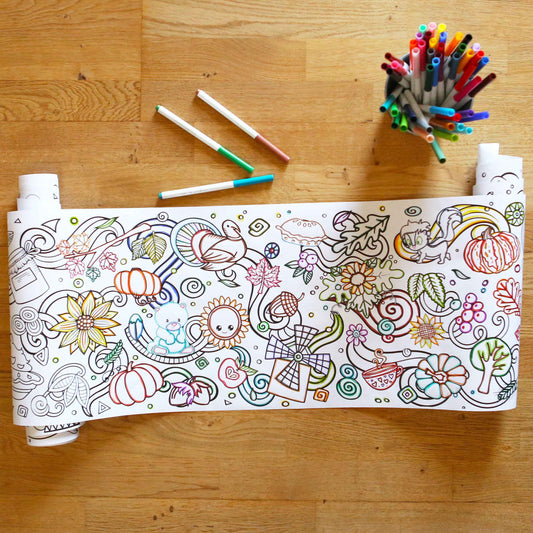 Fall and Thanksgiving Coloring Roll | 18 ft Family Coloring Activity