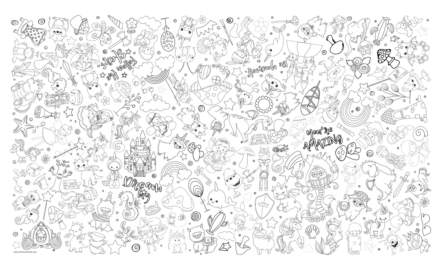 Fantasy Washable Coloring Tablecloth