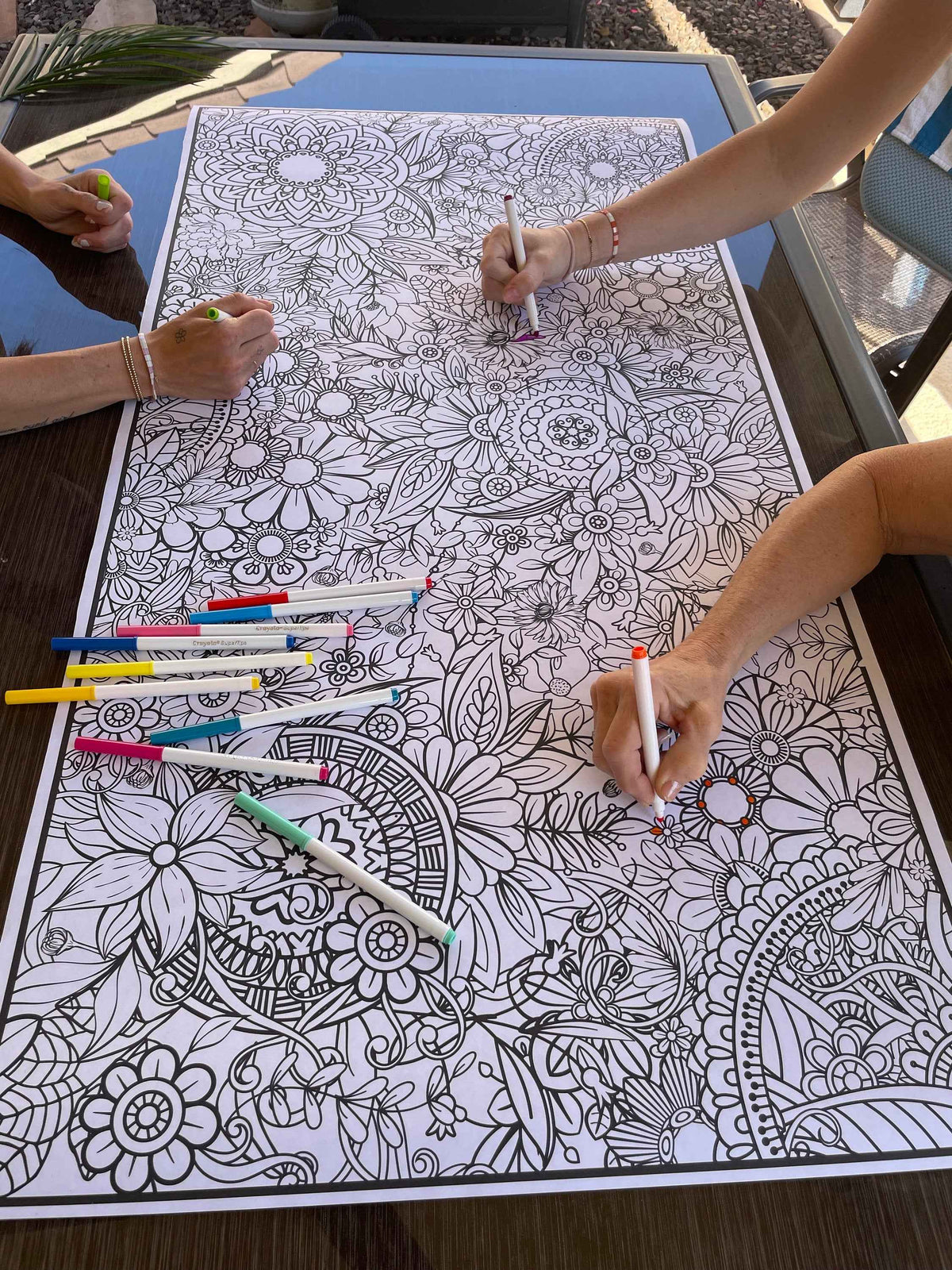 Giant Flower Mandala Coloring Sheet | Big Floral Coloring Banner