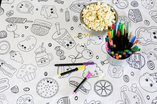 fun food fabric coloring tablecloth