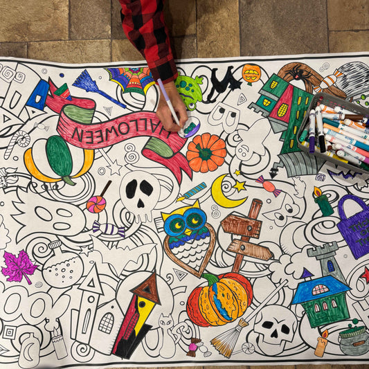 Large Halloween Coloring Sheet | Easy Halloween Party Coloring Banner