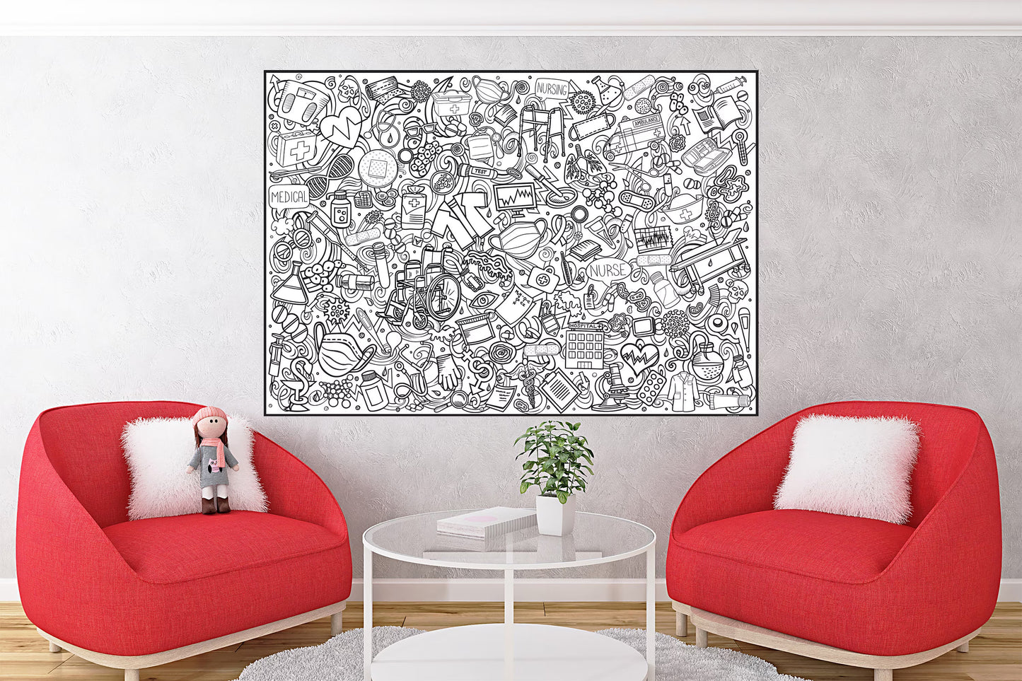 Medical Coloring Poster for Health Education - Hospital Week Team Wellness Activity