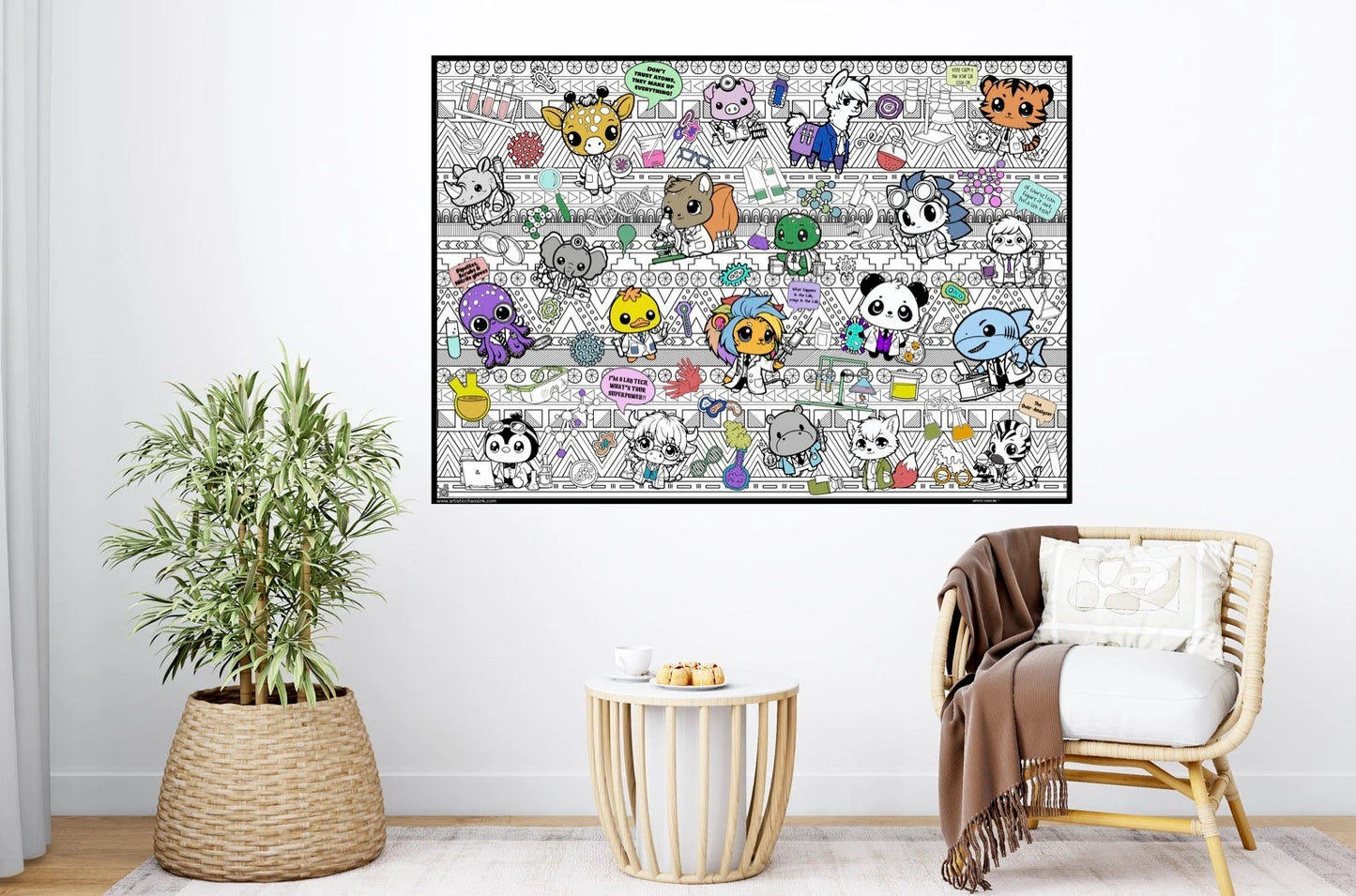 Lab Animals Lab Week Coloring Poster - Lab Week Appreciation Wall Art