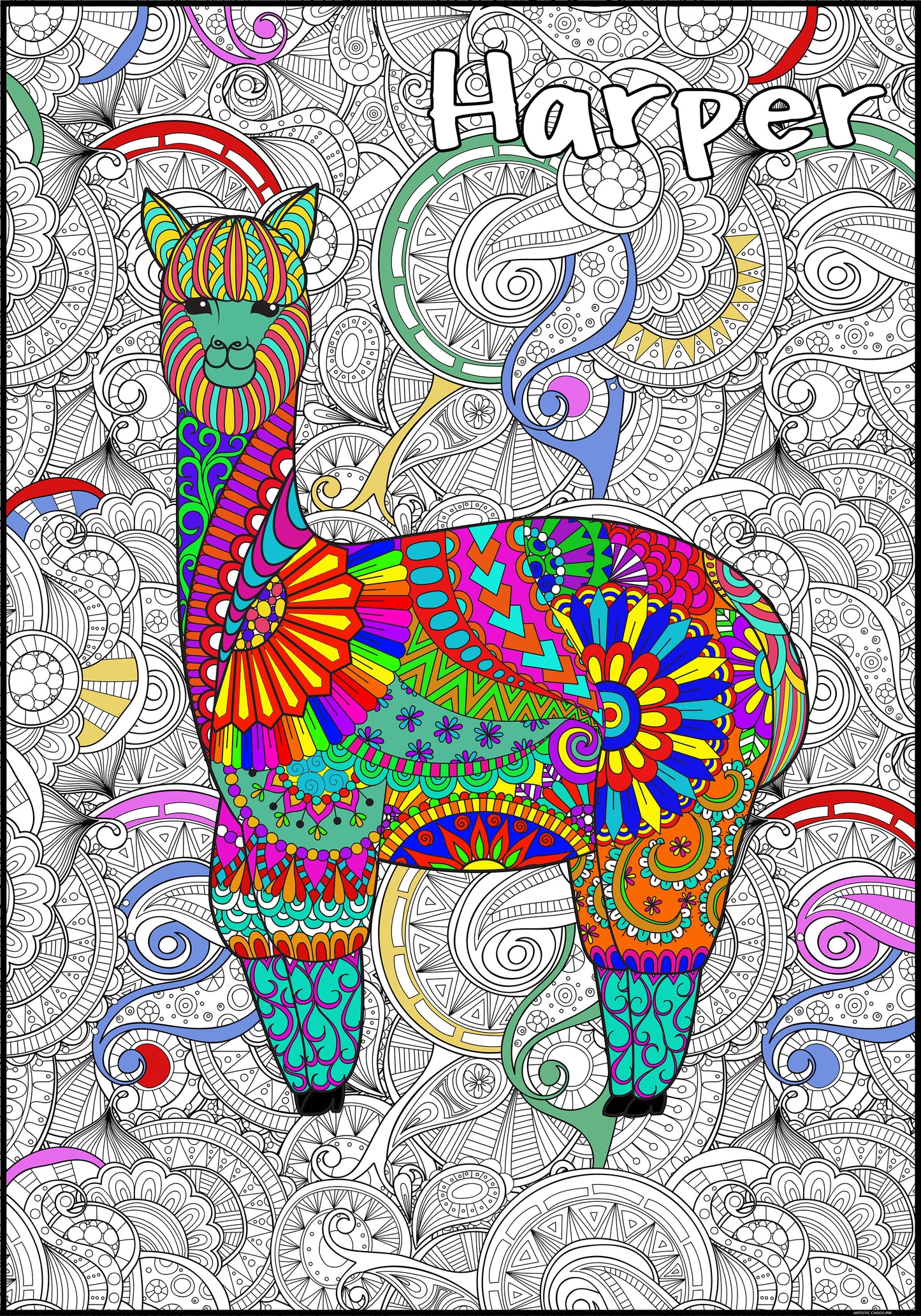 PERSONALIZED Premium ANIMAL Coloring Poster - choose your favorite animal