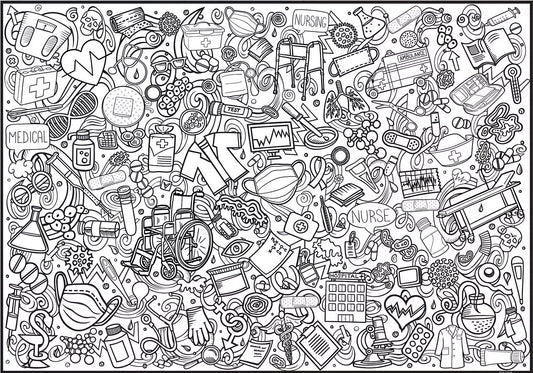 Medical Coloring Poster for Health Education - Hospital Week Team Wellness Activity