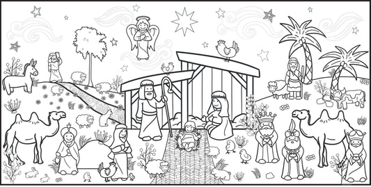 Large Christmas Nativity Coloring Banner | Nativity Coloring Activity