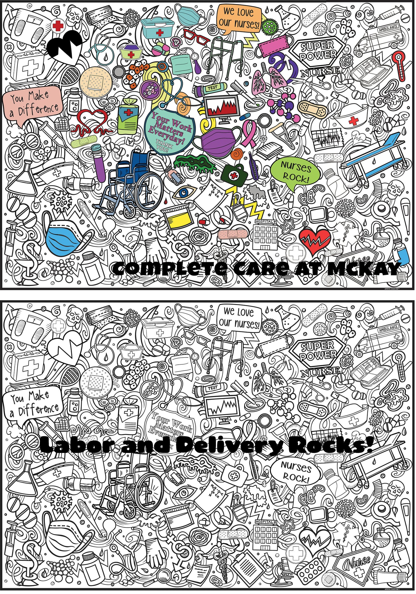 PERSONALIZED Premium Nurse Coloring Poster