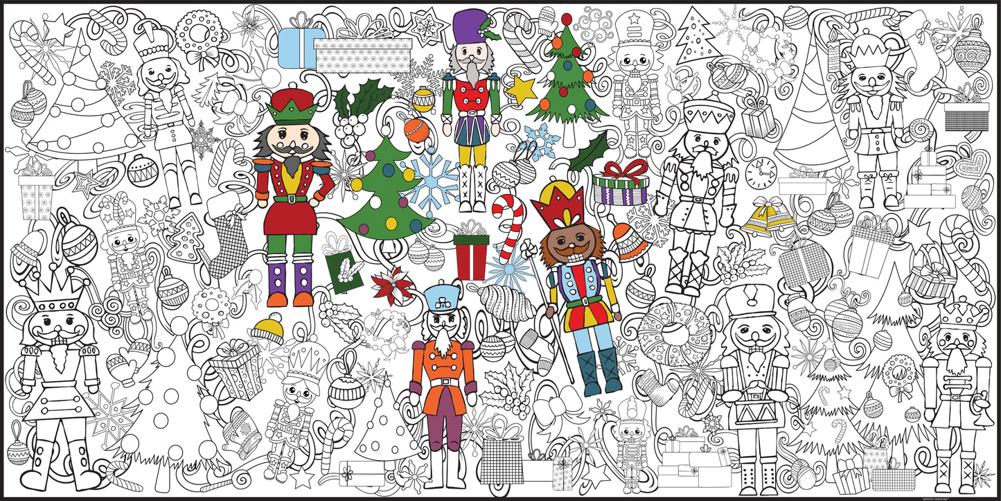 Classic Christmas Nutcracker Coloring Poster - Folded or Rolled