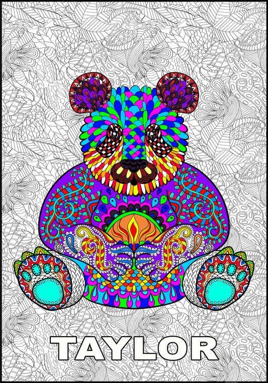 Personalized Giant Panda Coloring Poster | Animal Coloring