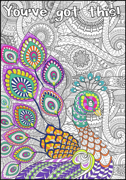 Personalized Giant Peacock Coloring Poster | Collab Coloring