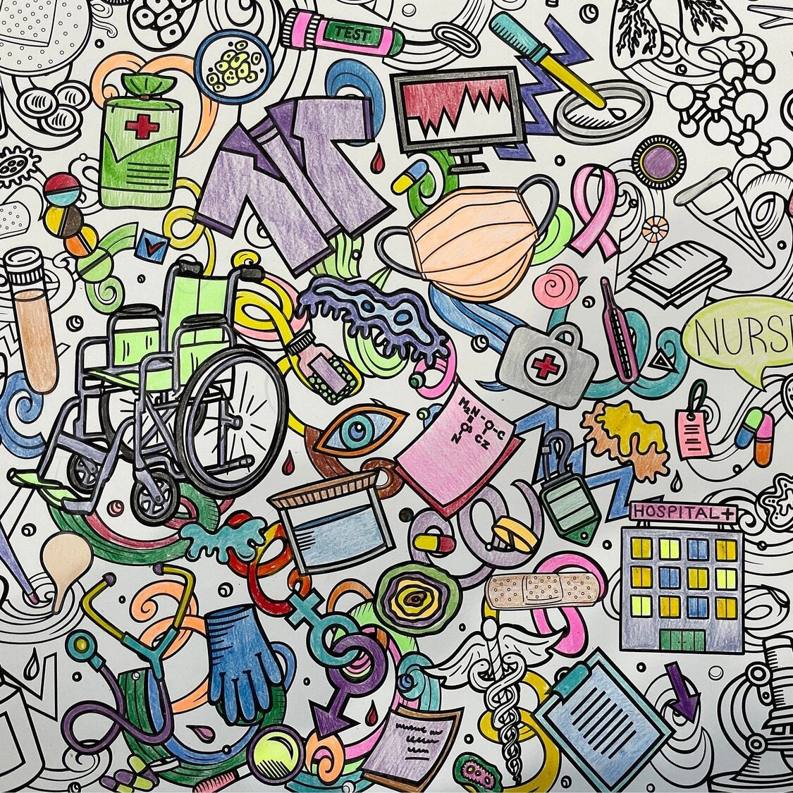 Medical Coloring Poster for Health Education