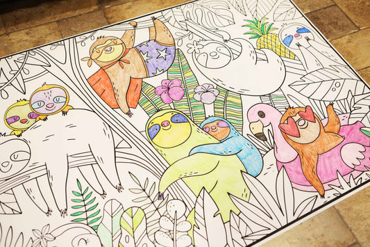 Huge Silly Sloths Coloring Poster | Children's Sloths Coloring Poster