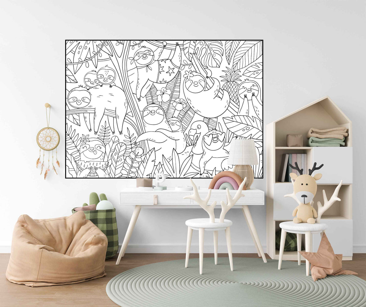 Huge Silly Sloths Coloring Poster | Children's Sloths Coloring Poster