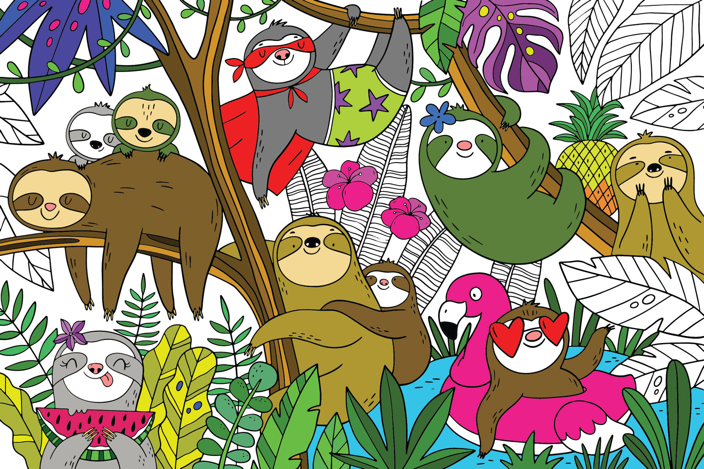 Silly Sloths Premium Giant Coloring Poster