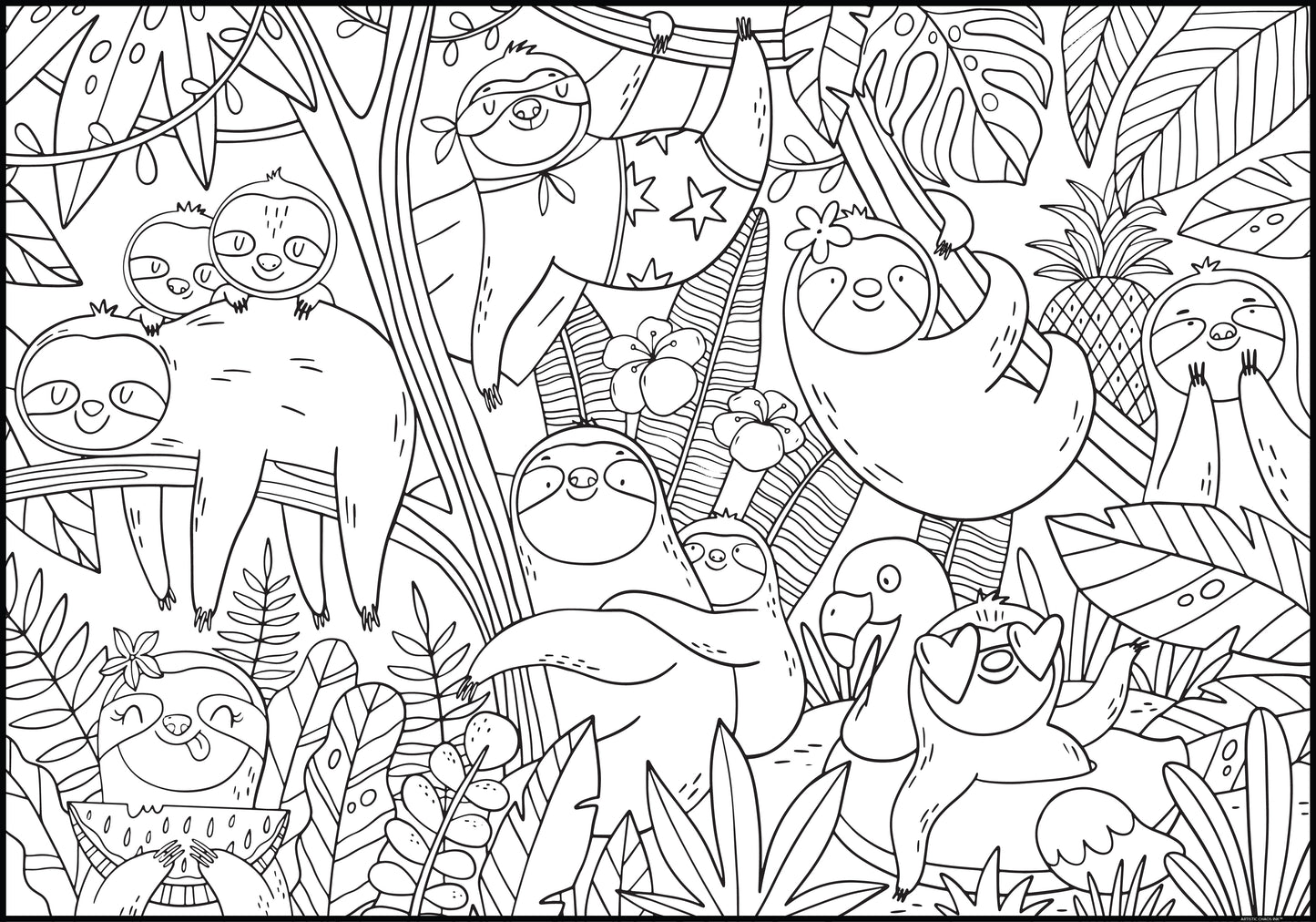 Silly Sloths Premium Giant Coloring Poster