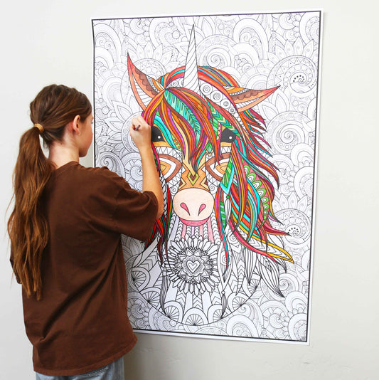Giant Unicorn Coloring Poster | Large Fantasy Coloring Wall Art