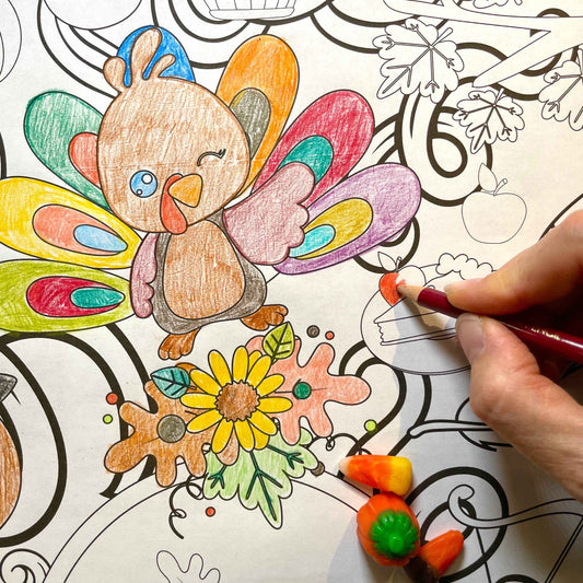 Giant Thanksgiving Thankful Critters Coloring Banner | Thanksgiving