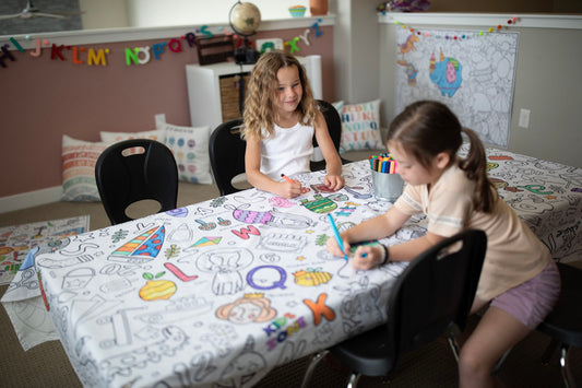 Preschool Washable Fabric Coloring Tablecloth | Reusable Activity