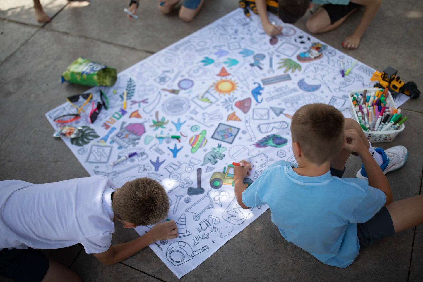 All Things Boy Washable Fabric Coloring Tablecloth | Reusable Art