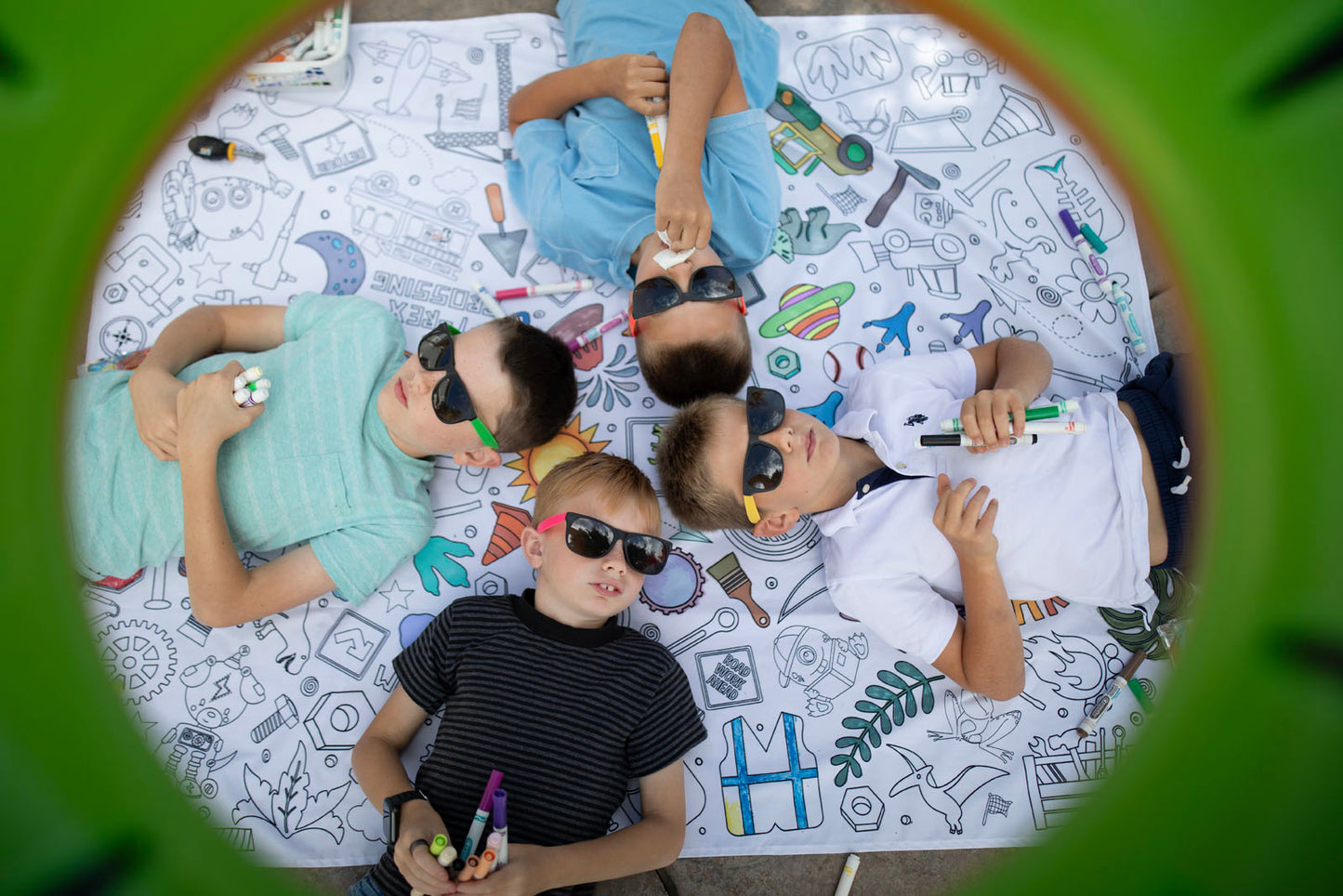 All Things Boy Washable Fabric Coloring Tablecloth | Reusable Art