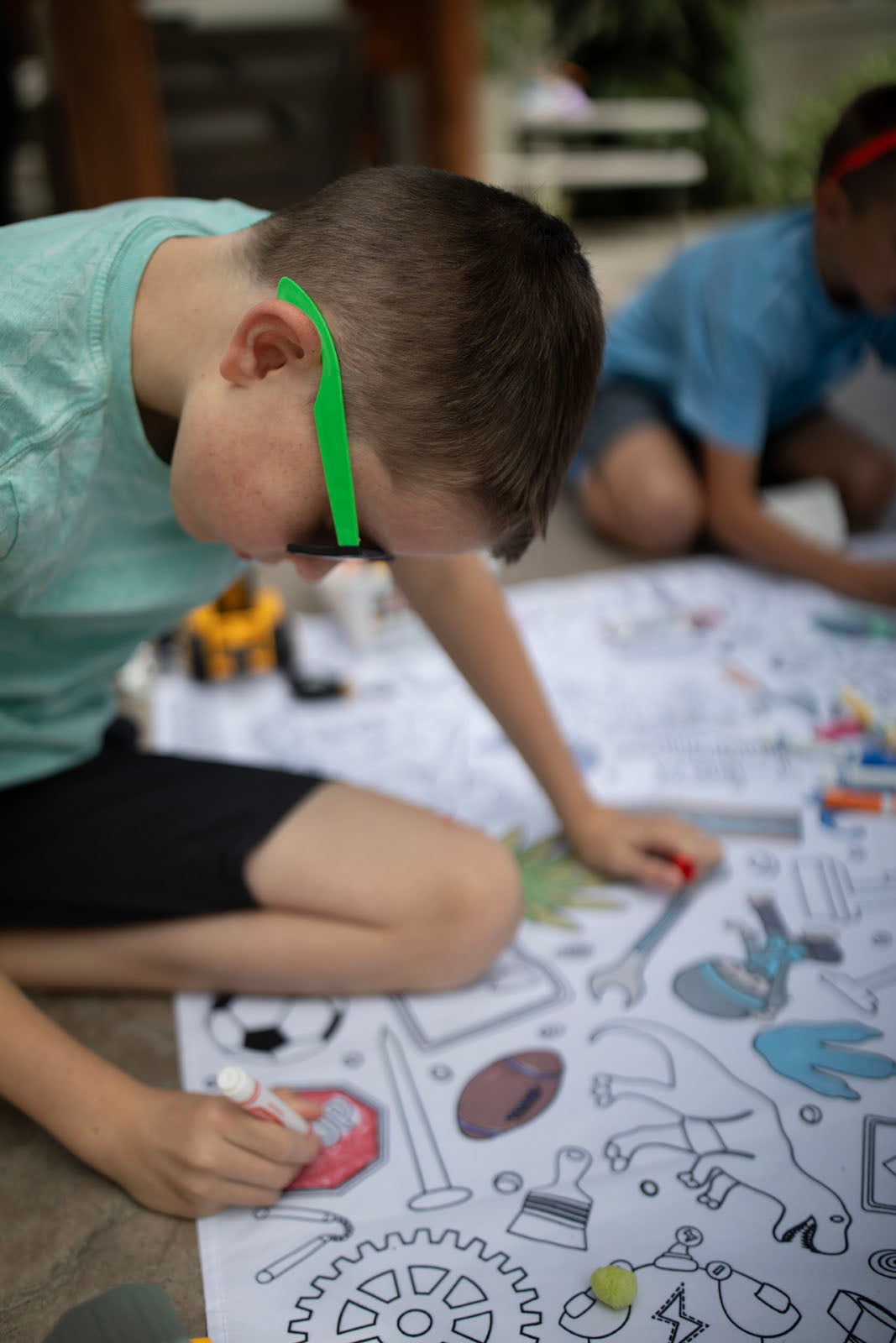 All Things Boy Washable Fabric Coloring Tablecloth | Reusable Art