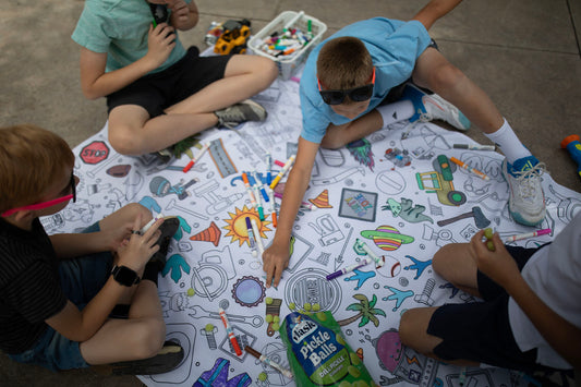 All Things Boy Washable Fabric Coloring Tablecloth | Reusable Art
